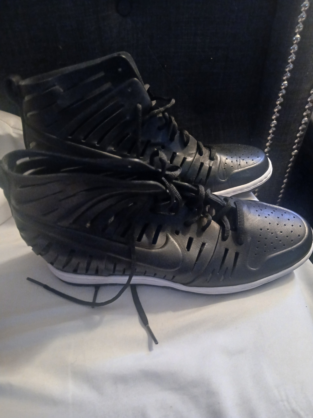 Rare Nike Dunk 2.0 Jolie Wedge Black Cutout High Top Sneakers New 12